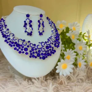 Diamond Cut Bridal Necklace - Blue
